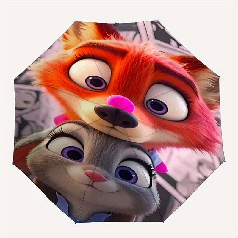 

1pc Zootopia Home Essential Cute Cartoon Umbrella, Portable Folding Umbrella with Durable Iron Frame 8 Ribs, a0821015