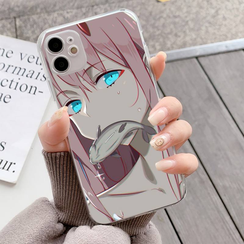 YNDFCNB Zero Two Darling In the FranXX Anime Hard Phone Case for Iphone 13 11 12 Pro XS MAX 8 7 6 6S Plus X 5S SE 2020 XR Fundas