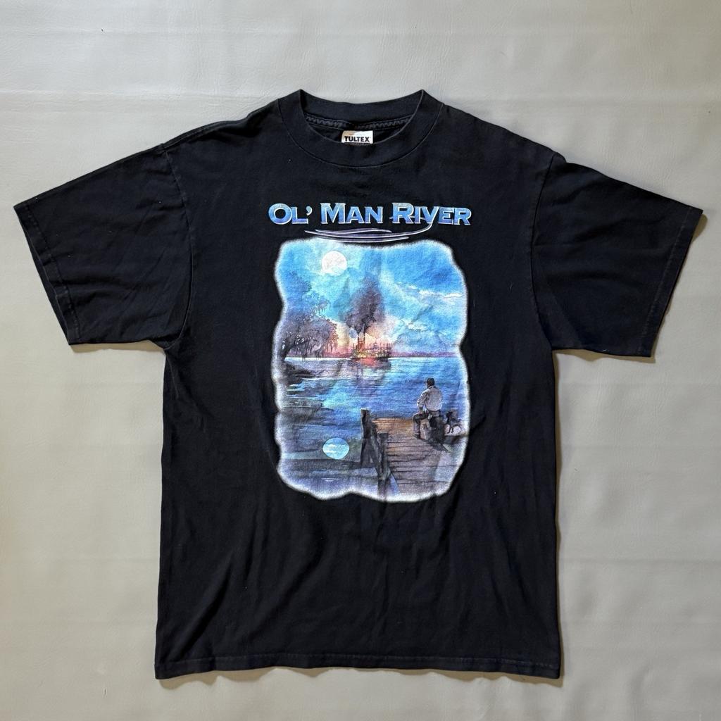 Vintage Late 1990s Ol’ Man River Mississippi T-Shirt Size Large Tultex Boat