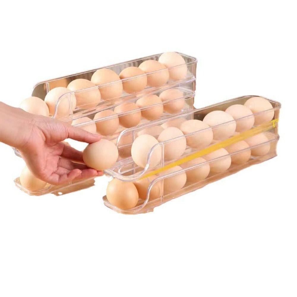 Household Rolling Egg Storage Box Portable Kitchen Fridge Storage New Plastic Storage Container