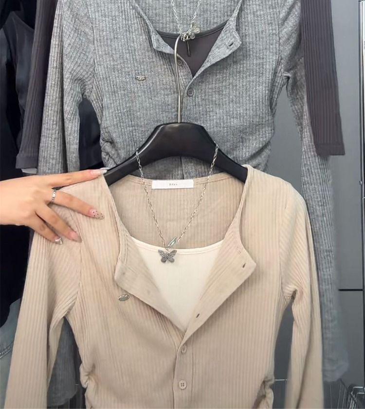 Women's 2024 Retro Slimming Two-Piece Long Sleeve T-Shirt