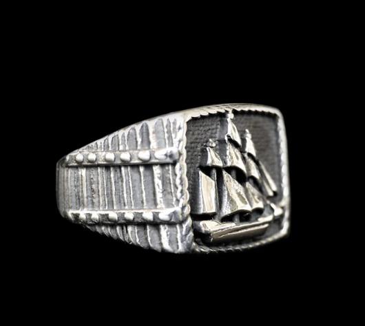 RING 316L Stainless Steel Mens Ring Punk Lucky Ship Ring 7