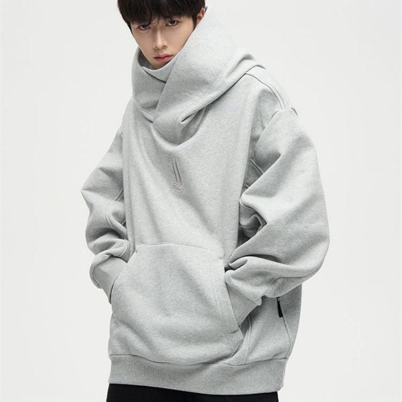 Felpe con cappuccio a collo alto streetwear autunnale ninja per uomo ricamate con lettere felpe hip hop alla moda felpa vintage in pile