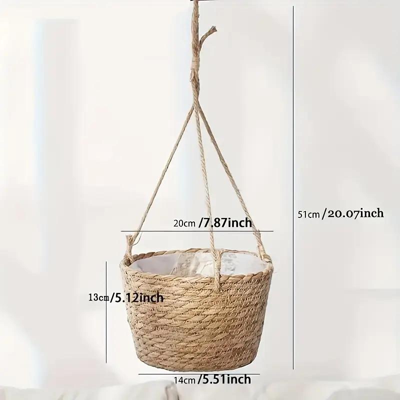 Garden Hanging Planter Macrame Plant Storage Basket Jute Rope Handicraft Woven Indoor Outdoor Flower Pot Holder Plant Home Decor