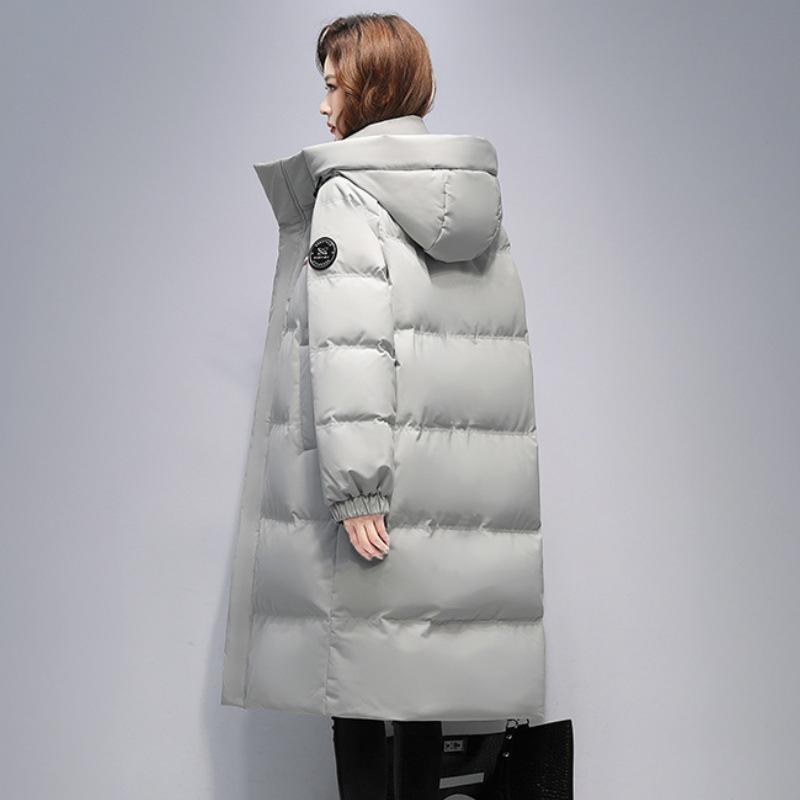 Winter  Over The Knee Hooded Mid Length Unisex Cotton Jacket, Loose and Thick, Warm Couple Jacket for Women