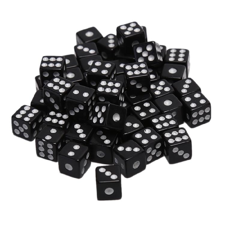 Acrylic Dice Game Props for Children Black White Square Corner Digital Dice Kit