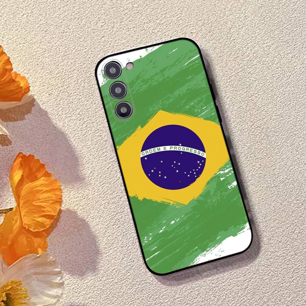 Brazil Flag Support Phone Case Black Silicone Soft For Samsung Galaxy A73,A72,A71,A70,A53,A52,A51