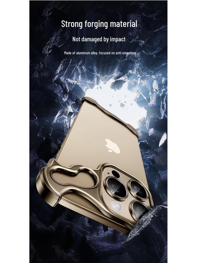 iPhone 16/17 Pro Max Air Irregular Metal Border Protective Case with Heat Dissipation