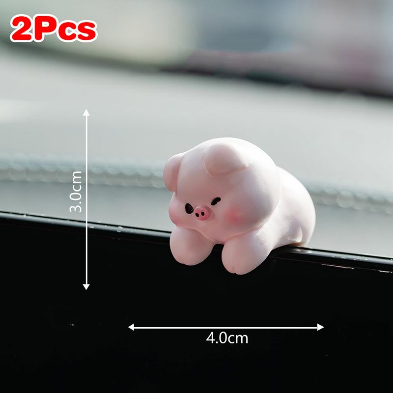 2Pcs Cute Cartoon Mini Small Animals Car Dashboard Accessories Funny Car Interior Ornaments Car Display Screen Decorations Gifts