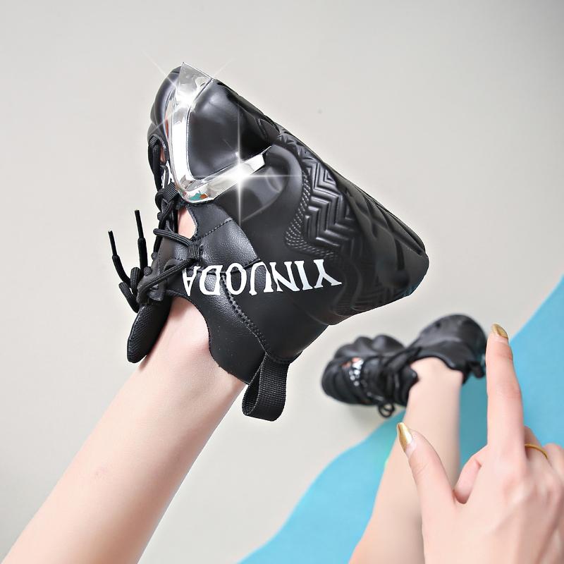 Fashion Summer Shiny Sequins Chunky Platform Sneakers Women Breathable Lace Up Height Increase Shoes Woman Fashion Cute Pink Sneakers