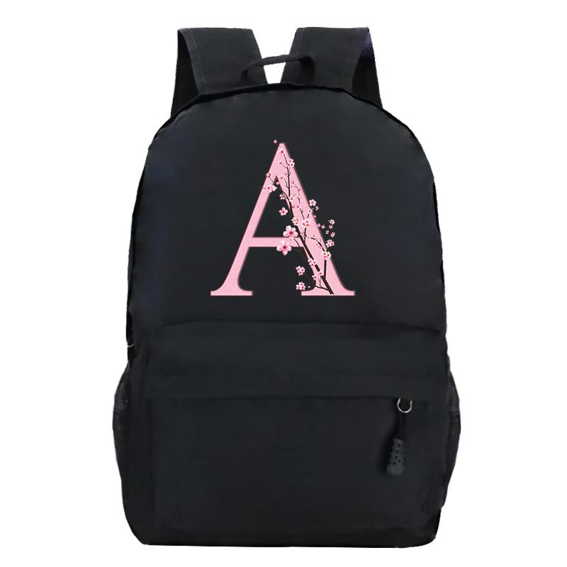 Back To School Rucksacks Trend Graphic Flower Alphabet Harajuku Style Trend Open-air Journey Knapsack Zip Laptop Bagpack