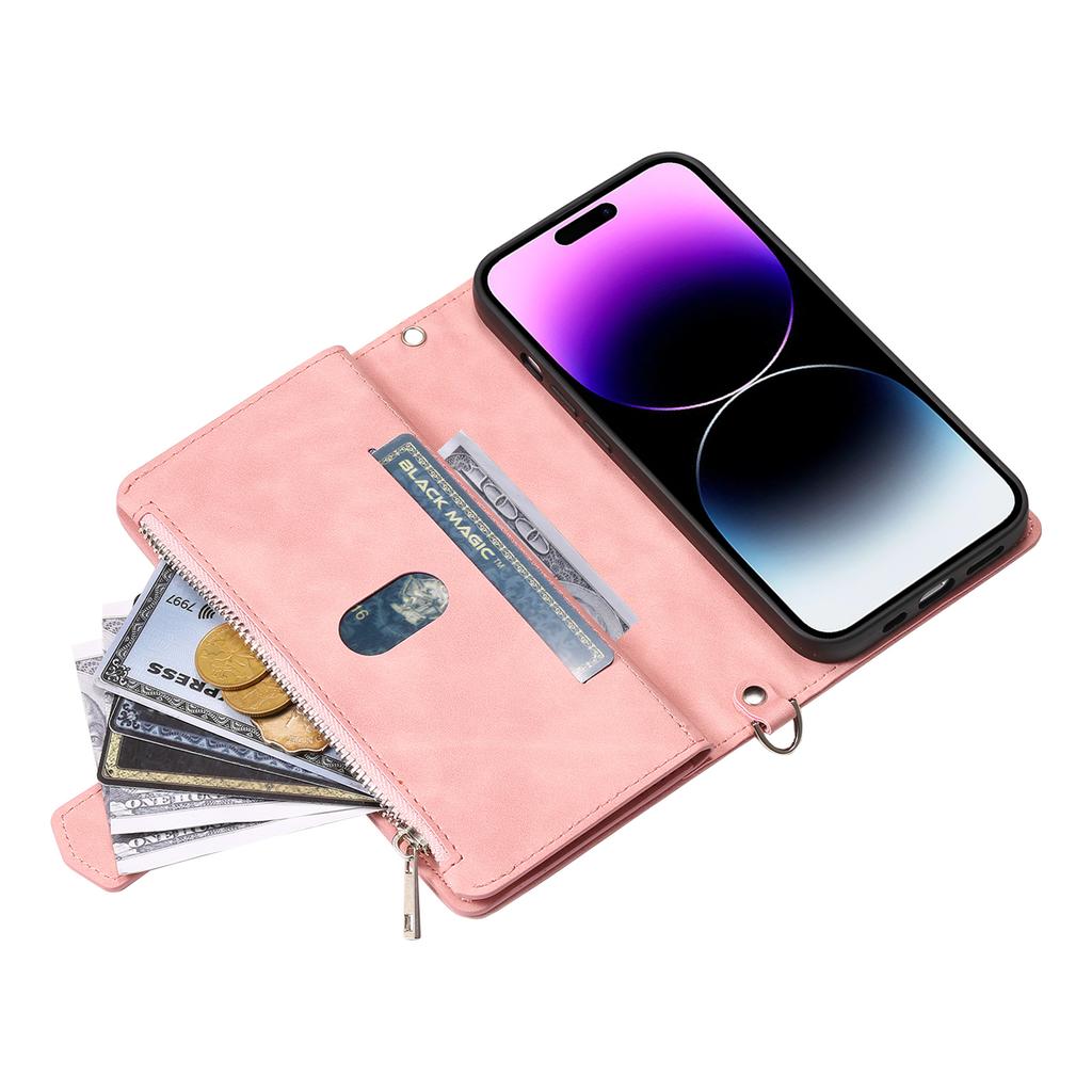 Styl 005 Pouzdro pro iPhone 16 PU kůže Peněženka Kryt na telefon Kosočtvercové prošívání