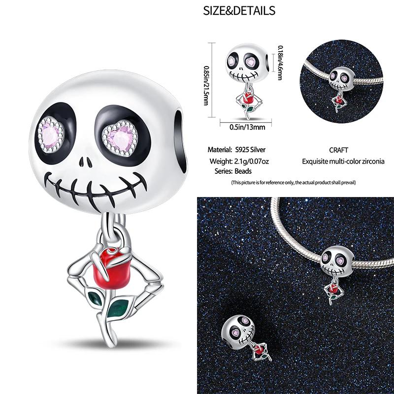 New Coppering Halloween Witch Skeleton Bat Charm Chain Beaded Fit Original Bracelet Diy Ladies Jewelry