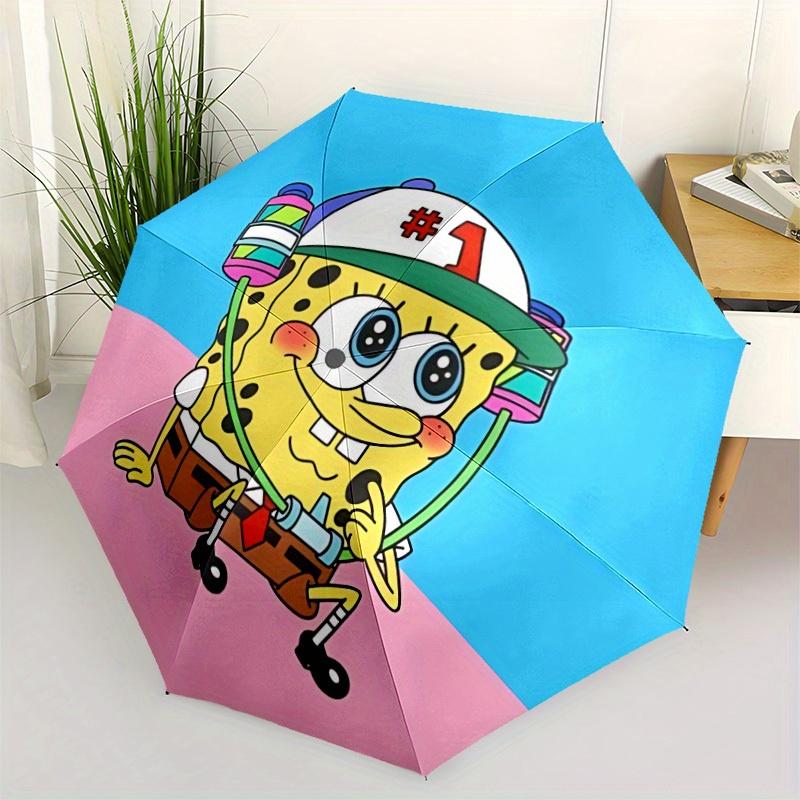 1pc SpongeBob Self-Folding Umbrella, 8-Bone Compact Travel Umbrella, Durable Plastic And Iron Frame128