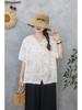 Women's Summer Tencel Linen Printed Short Sleeve Top - Loose Fit, Round Neck