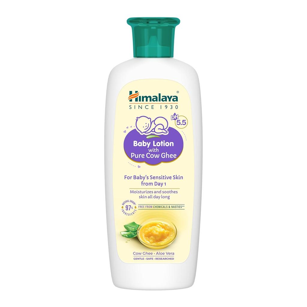 Himalaya Baby Lotion with Pure Cow Ghee & Aloe Vera 100ml Moisturizing Non-Greasy Skin Care
