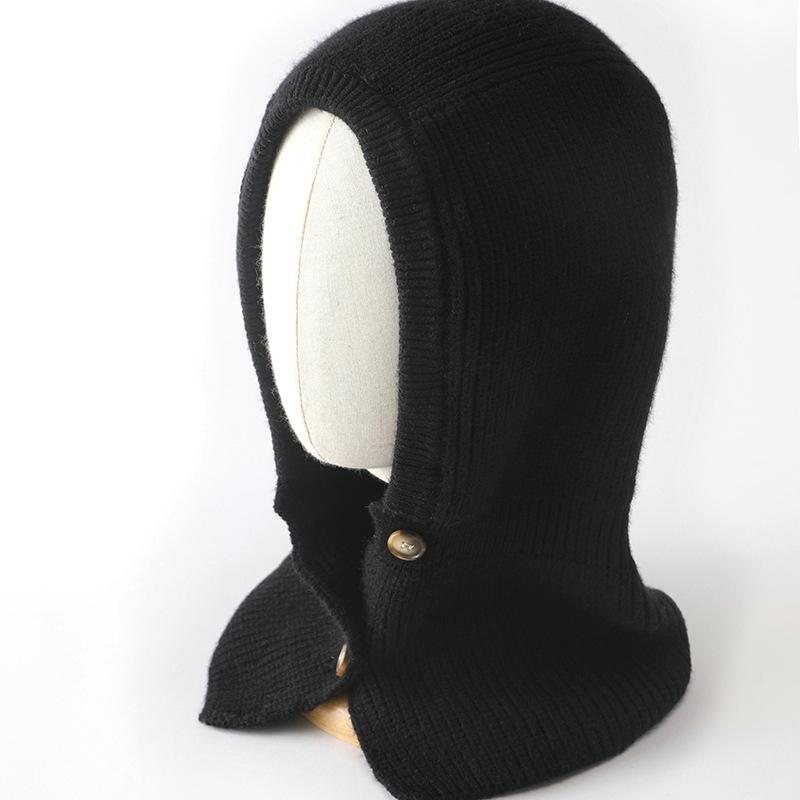 Winter Skullies Beanies Hat Buttons Bib Men Warm Windproof Cap Women Wool Scarf Caps Balaclava Mask Gorras Bonnet Knitted Hats