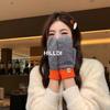 New Autumn and Winter Women's Cold Proof and Warm Fashionable Knitted Gloves  Color Blocked Cute Windproof Student Mitten Gloves