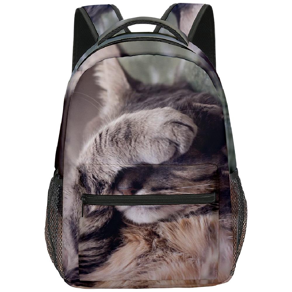 Cartoon Novelty Kpop Youthful School Bags Unisex Cat Pattern Travel Bags 3D Print Oxford Waterproof Notebook Shoulder Backpacks