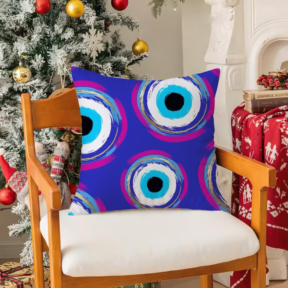 Classic Prank Evil Eyes Funny Pillow Case Silky Short Plush With Invisible Zipper Dustproof Sofa Cushion Cover For Home Decor