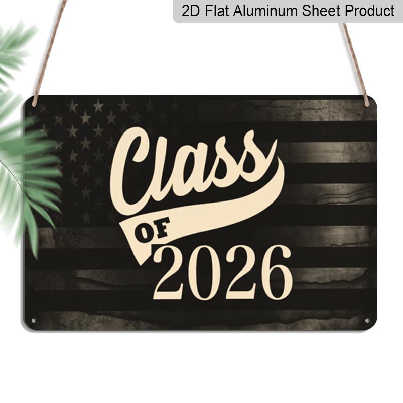 

2D Flat, 1pc Class of 2026 Aluminium Sign 8x12 Inch - Vintage American Flag Design, Patriotic Graduation Decor, Gift for High School/College Seniors 20*30cm