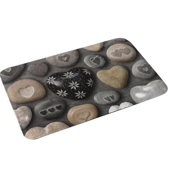 Yousheng 3D Optical Illusion Bathroom Rug Non-Slip Pebble Stone Pattern Bath Mat Quick Dry Absorbent Floor Mat for Bathroom Tub Shower Sink