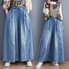 Sommerjeans Lange Bukser Plussstørrelse Kvinner Elastisk Midje Bukser Vide Ben Bukser Løse Casual Denim Kvinner Casual Bukser Plussstørrelse Bukser