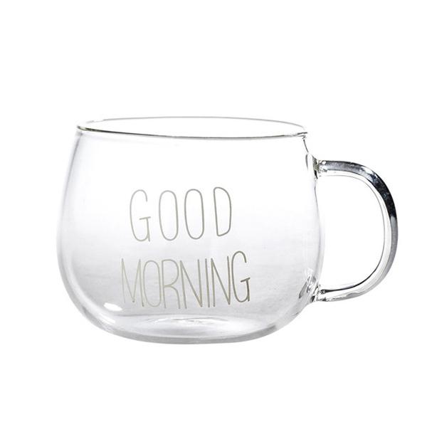 KEMORELA Letter Transparent Glass Cup Creative Coffee Drink Dessert Breakfast Milk Cup Glass Mugs Handle Drinkware Couple Gift