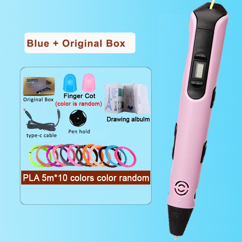 3D Printing Pen LCD Display Screen 1.75mm ABS/PLA 0.7mm Diameter Material Kids DIY Drawing Pen Christmas Birthday Gift