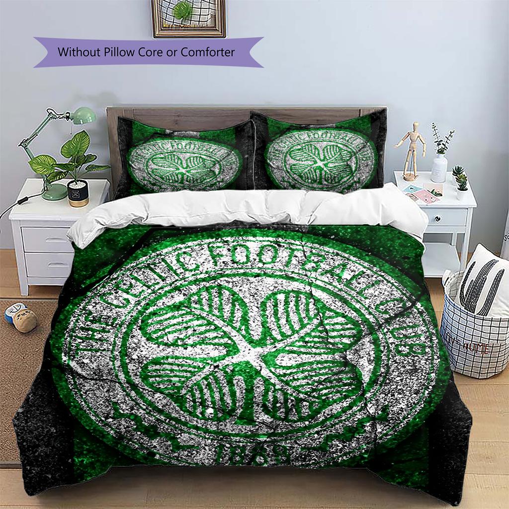 Celtic Football Club  Pattern Bedding Quilt Set  Home Decoration  Gift (1 * duvet cover + 2 * pillowcase  without core)
