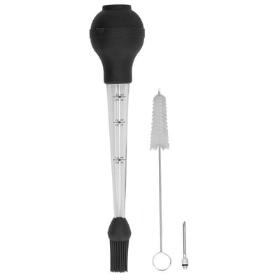 Aiguille à sauce pour dinde avec pinceau à sauce, tube d'assaisonnement pour huile de barbecue, aiguille à sauce noire