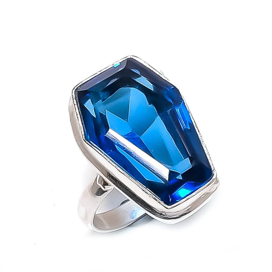 Blue Topaz Gemstone 925 Sterling Silver Jewelry Ring Size 9