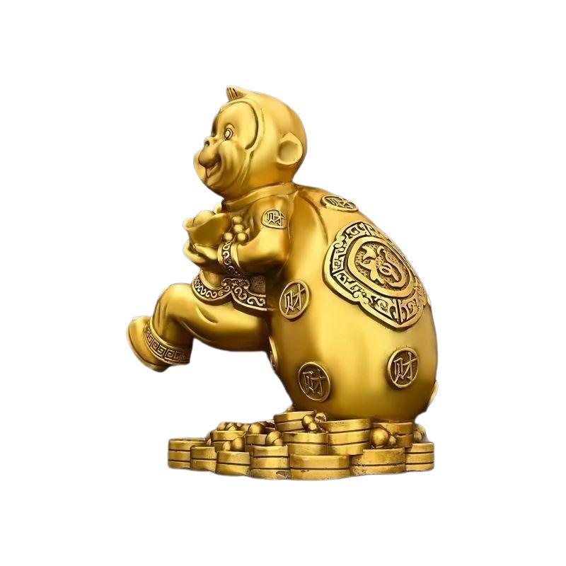 Town House Golden Monkey Zodiac Figurine: Treasure-Offering Monkey Desktop Ornament