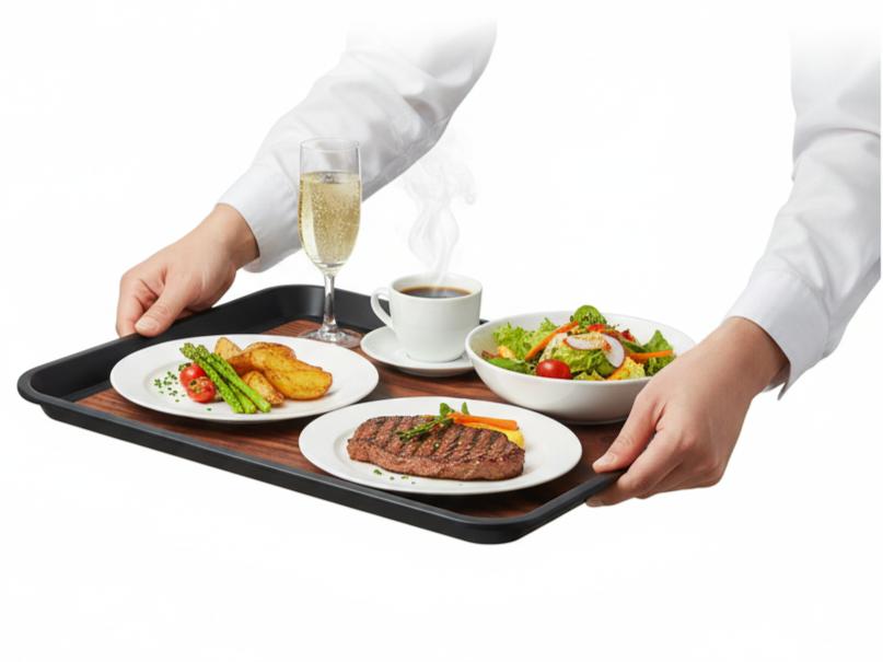 Carnival Waiter'S Tray Non-Slip Black Rectangle 45.5×35.5×2 Cm