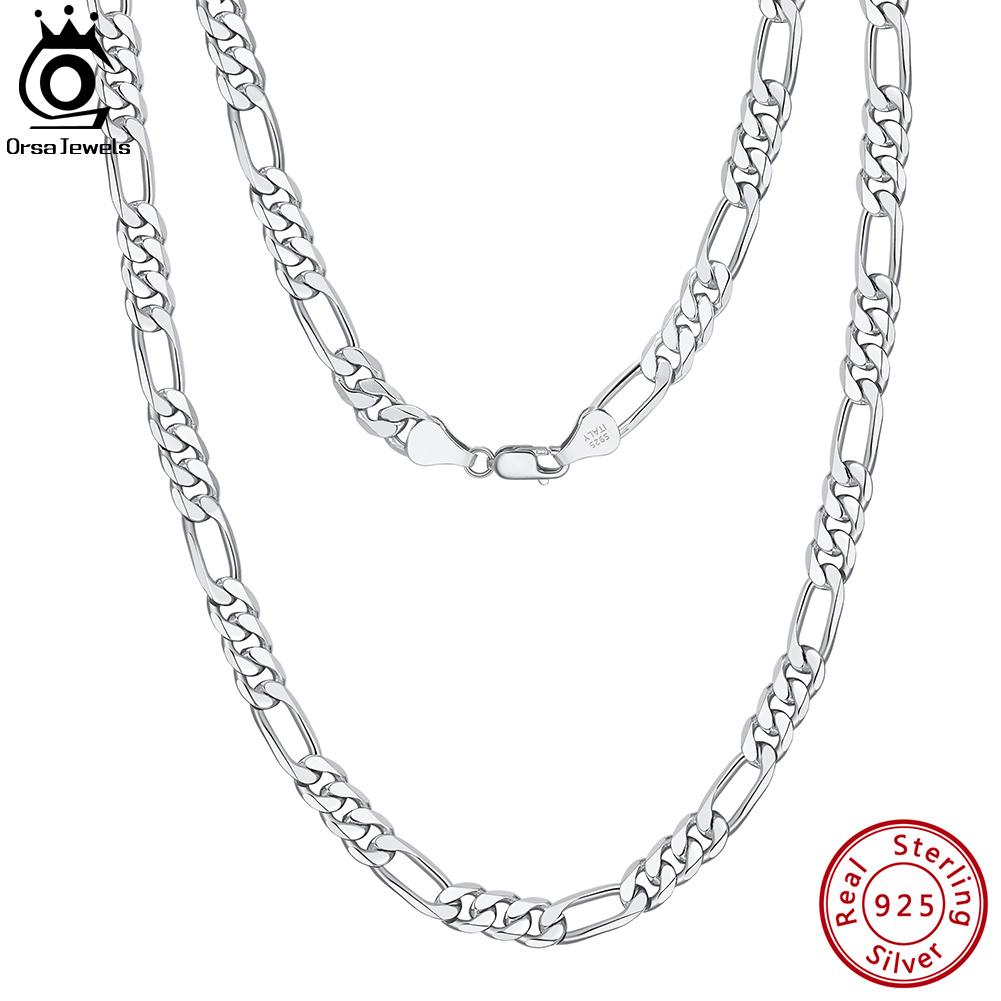 ORSA JEWELS Trendy pánský dámský řetízek Figaro 3,3/5/7 mm Figaro řetízek s diamantovým brusem Šperky ze stříbra 925 Party dárek OSC34