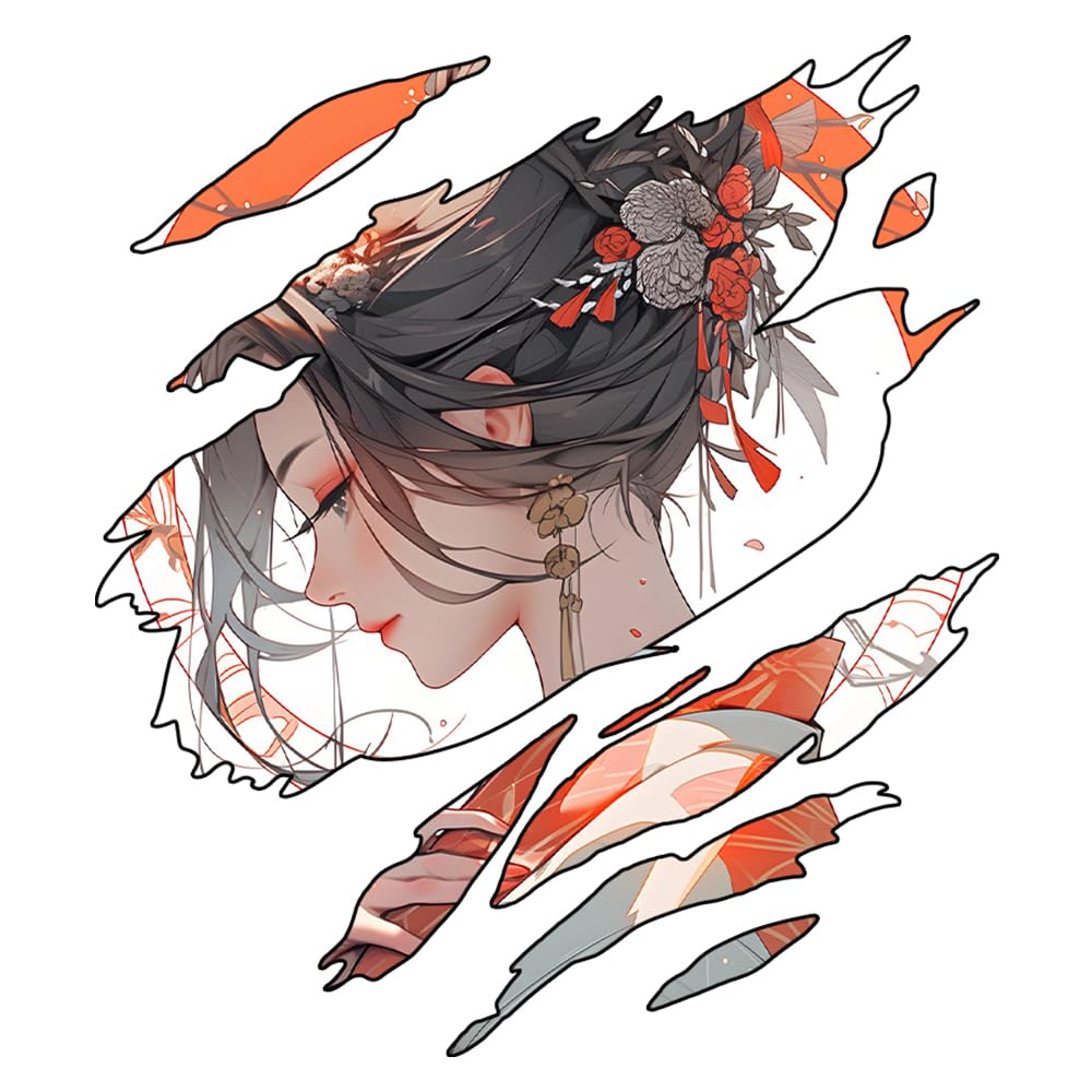 

PYRMXQ 13cm Creative Japanese Geisha Tear Graffiti Car Sticker Vinyl Windows Laptop Motorcycle Bumper Camper Sticker (C)