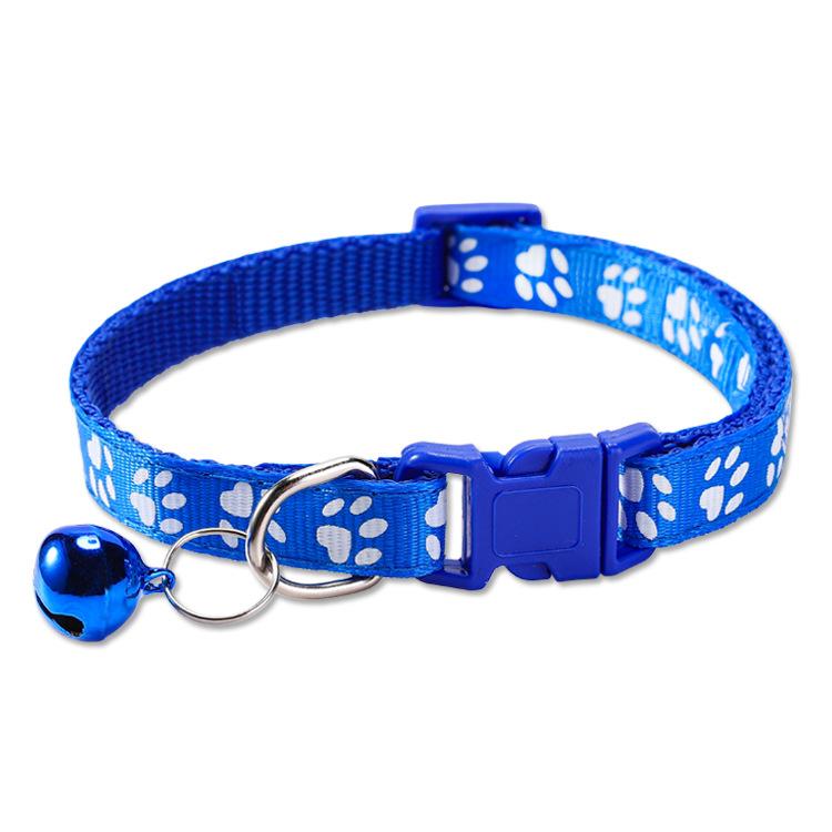 Paw Print Pet Collar with Bell, Multiple Colors Available