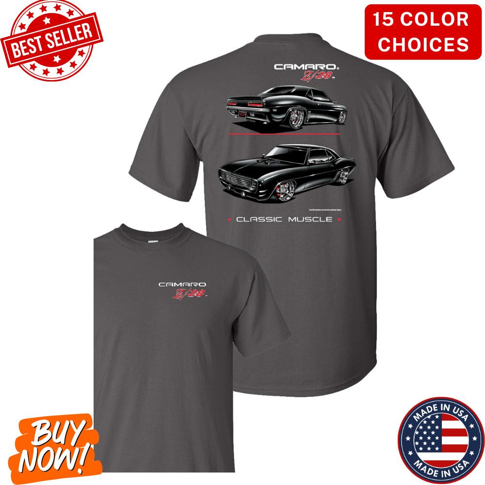 Muscle Car Fan Made Inspired Z28 Graphic T-Shirt Gray with Black Car Emblem Tee Unisex T-Shirt L