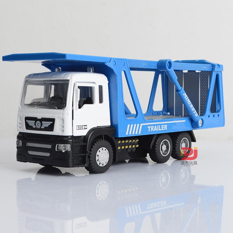 

1: 50 alloy flatbed trailer container truck car model children s rebound sound and light toy gift синій