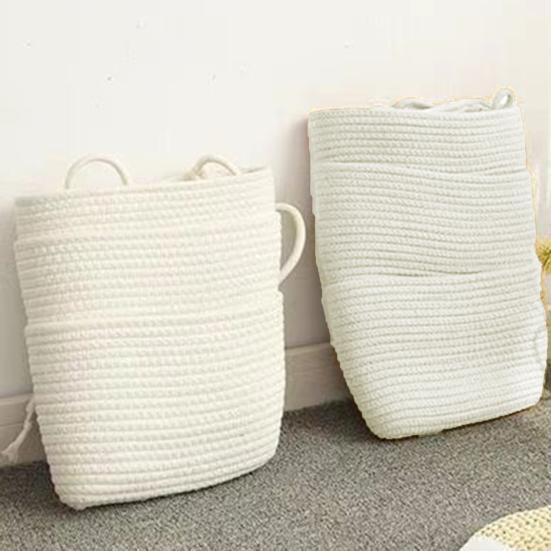 Rope Woven Storage Basket Boho Foldable Washable Hanging Baskets Multi-Tier Wall Mounted Organizer for Kitchen Produce Nursery Decor