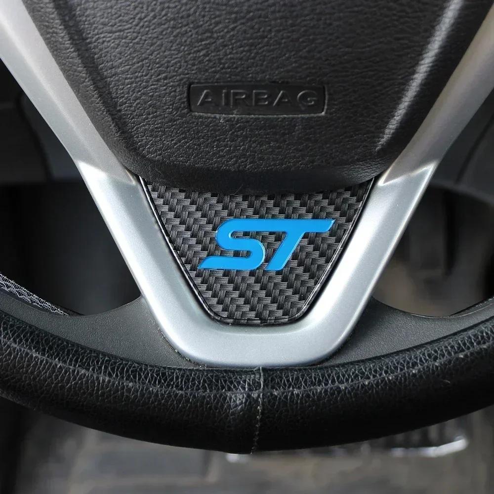 Carbon Fiber Steering Wheel Sticker Emblem For Ford New Fiesta MK7 2009-2017 Ecosport 2012-2017 ST Logo Car Decals Accessories
