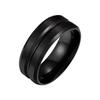 8MM Wide Middle Groove Frosted Men's Titanium Steel Ring Simple Finger Ring Jewelry Gift