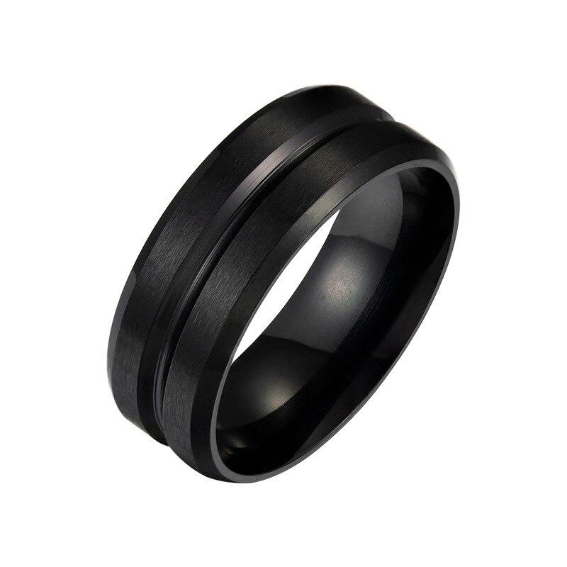 8MM Wide Middle Groove Frosted Men's Titanium Steel Ring Simple Finger Ring Jewelry Gift
