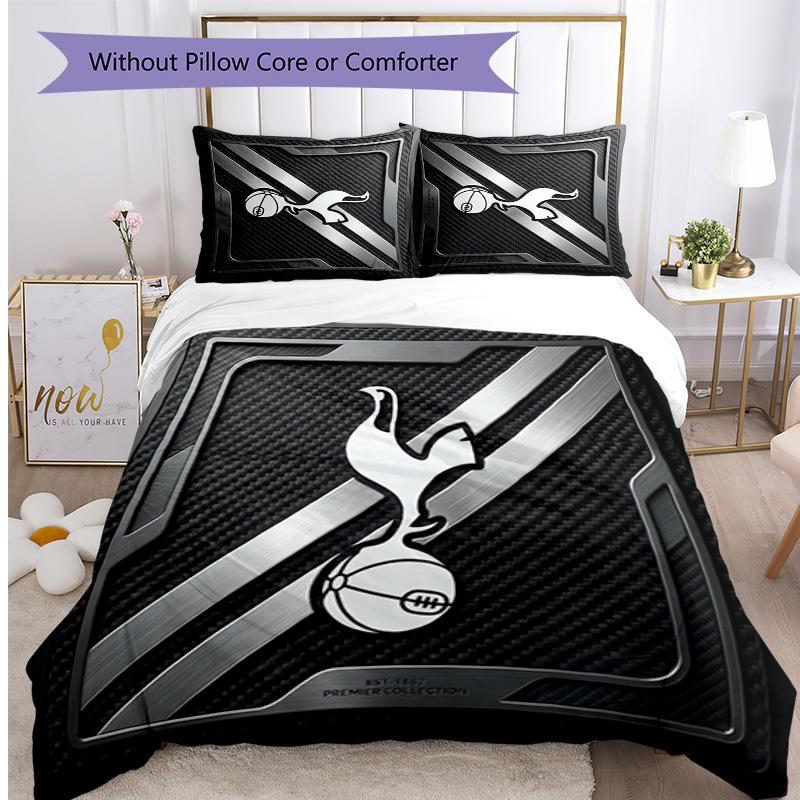 Tottenham Hotspur Pattern Printed 3PCS Bedding Set Soft Skin-Friendly Washable Duvet Cover & Pillowcases Set All Season Bedroom