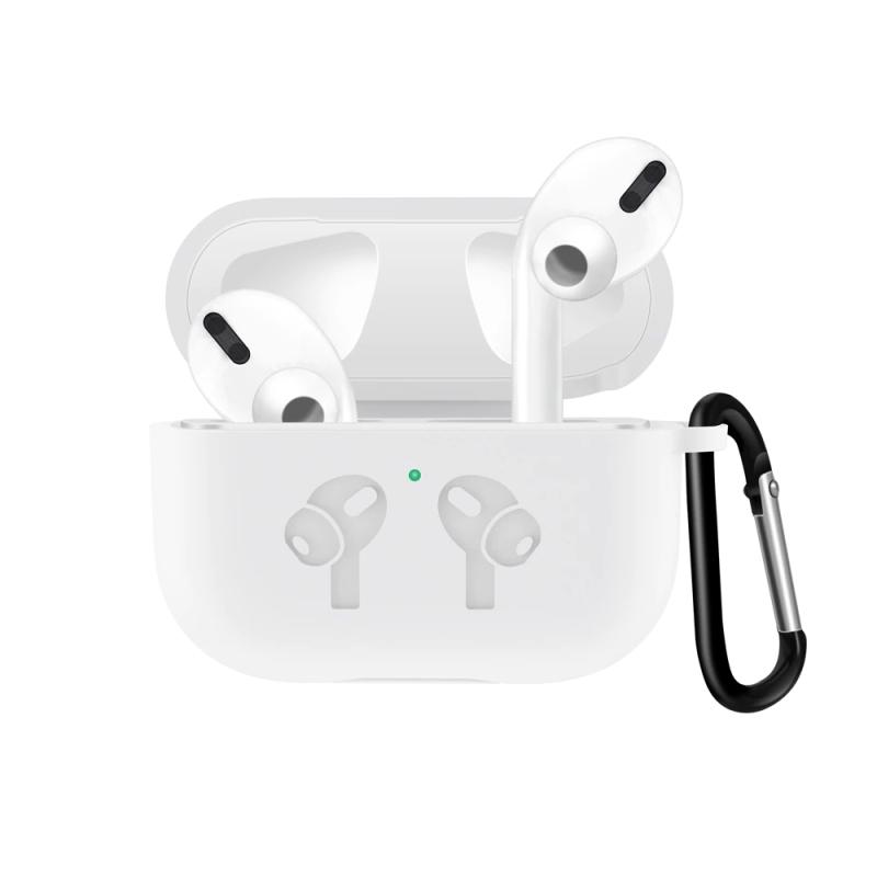 Silikonové pouzdro pro AirPods Pro proti pádu a proti poškrábání Nárazuvzdorný kryt s háčkem na klíče