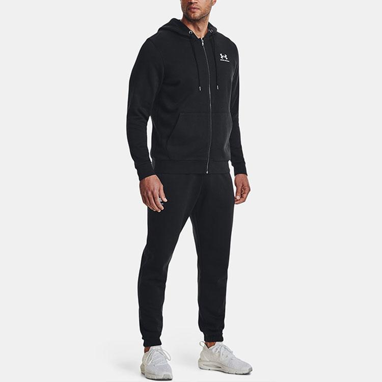 Under Armour Solid Logo Print Full Zip Hoodie Men Hoodie Black 1373881-001