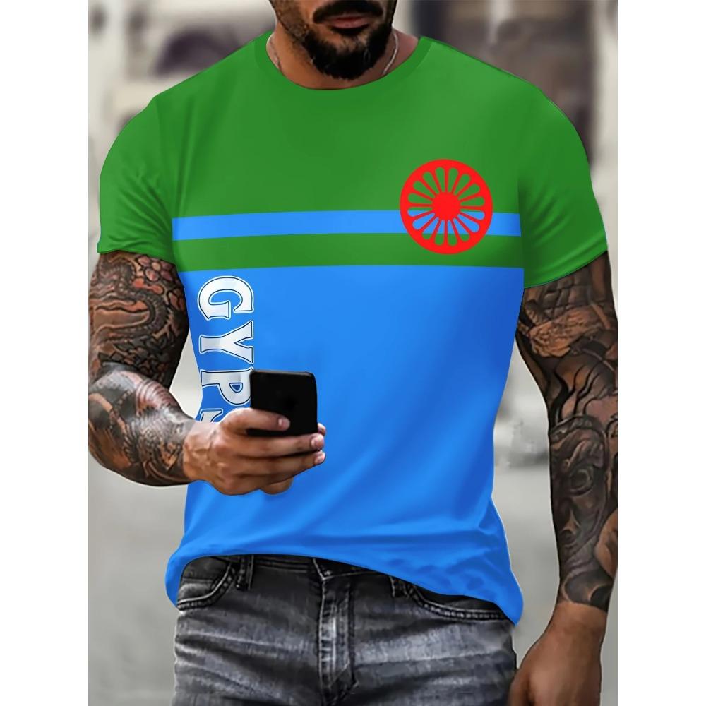 2025 Gypsy National Emblem Graphic T Shirt 3D Gypsy Unisex Printing T-shirts For Men Romani Streetwear Tee Shirts Tops