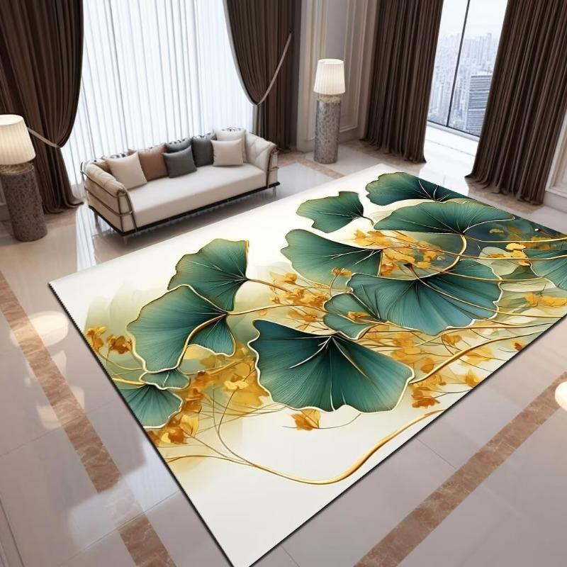 Luxury Ginkgo Biloba Printing Large Area Rug Non-Slip Wear-resistant Carpet for Living Room Bedroom Soft Floor Mat Home Decorate