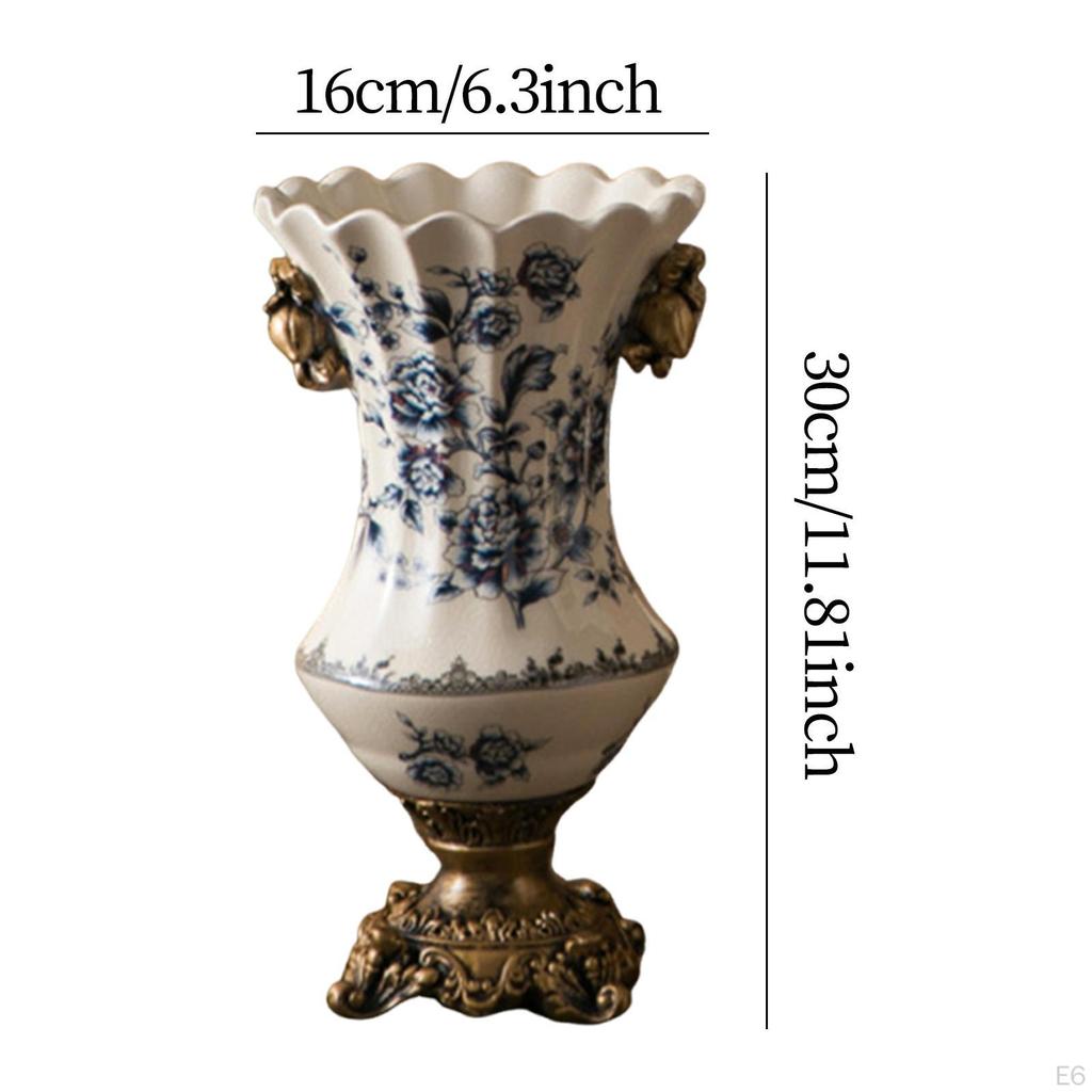 -Flower Vase, Desk Ornament, European Vintage Style, Decorative Table Decoration for