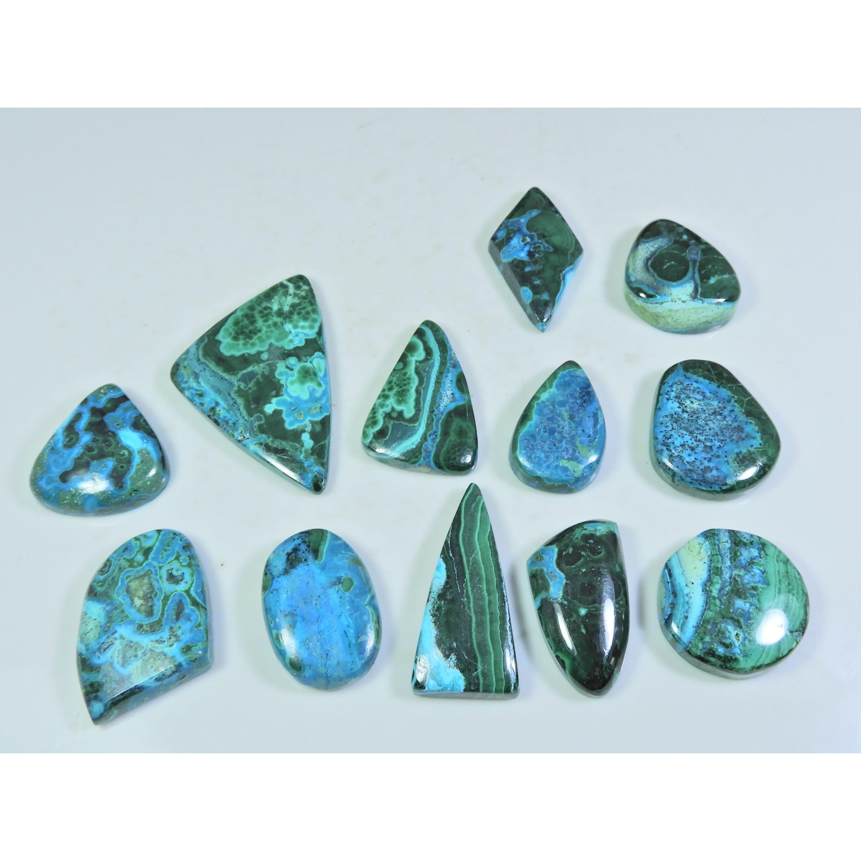 

14X22-23X39MM Natural Chrysocolla Malachite Fancy Cabochon Gemstone 12PcsLot C-167